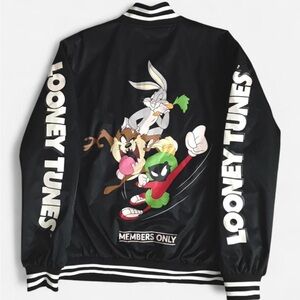 Looney Tunes x Members Only Bomber Jacket | Bugs Bunny Marvin Taz | Size Large